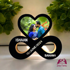 Personalized Infinity Heart LED  LIGHT Couple Frame for Anniversaries and Engagements with Custom Photo and Names