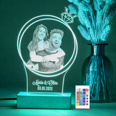 Personalized Gift 3D Acrylic Led base Lamp single Light & Multi Color with Remote DFL18