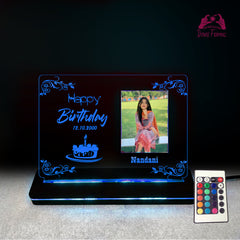 Personalized Birthday Gift Acrylic Led base Lamp single Light & Multi Color with Remote DFL11