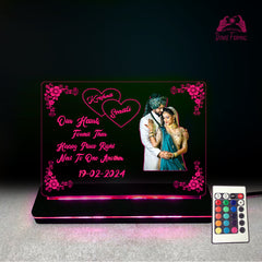 Personalized Anniversary / couple Gift Acrylic Led base Lamp single Light & Multi Color with Remote DFL13