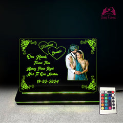 Personalized Anniversary / couple Gift Acrylic Led base Lamp single Light & Multi Color with Remote DFL13