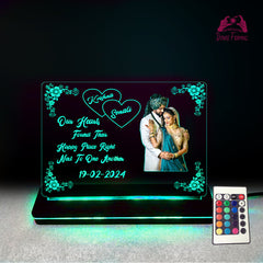 Personalized Anniversary / couple Gift Acrylic Led base Lamp single Light & Multi Color with Remote DFL13