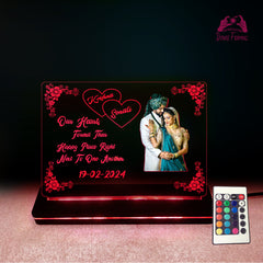 Personalized Anniversary / couple Gift Acrylic Led base Lamp single Light & Multi Color with Remote DFL13