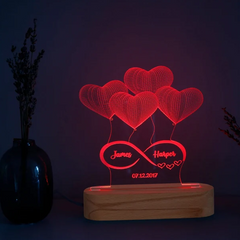 Personalized Gift 3D Acrylic Led base Lamp single Light & Multi Color with Remote DFL20