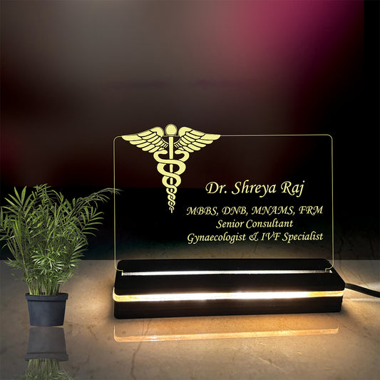 Personalized Doctor Gift Acrylic Led base Lamp single Light & Multi Color with Remote DFLO7