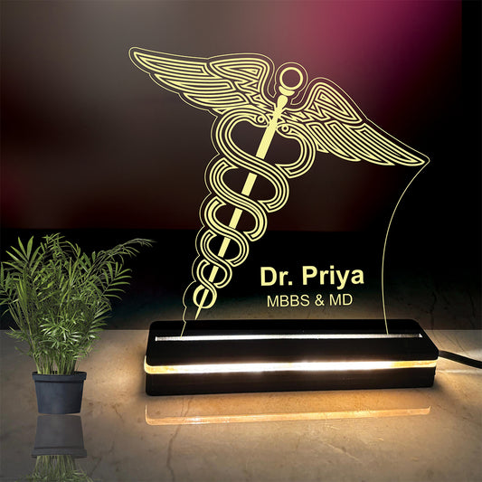 Personalized  Doctor Gift Acrylic Led base Lamp single Light & Multi Color with Remote DFLO9