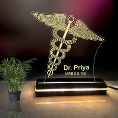 Personalized  Doctor Gift Acrylic Led base Lamp single Light & Multi Color with Remote DFLO9