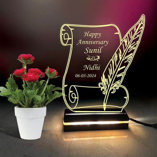 Personalized Gift Acrylic Led base Lamp single Light & Multi Color with Remote DFL10