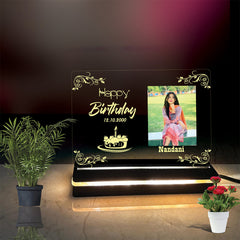 Personalized Birthday Gift Acrylic Led base Lamp single Light & Multi Color with Remote DFL11