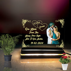 Personalized Anniversary / couple Gift Acrylic Led base Lamp single Light & Multi Color with Remote DFL13