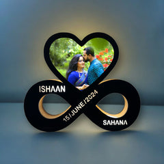 Personalized Infinity Heart LED  LIGHT Couple Frame for Anniversaries and Engagements with Custom Photo and Names